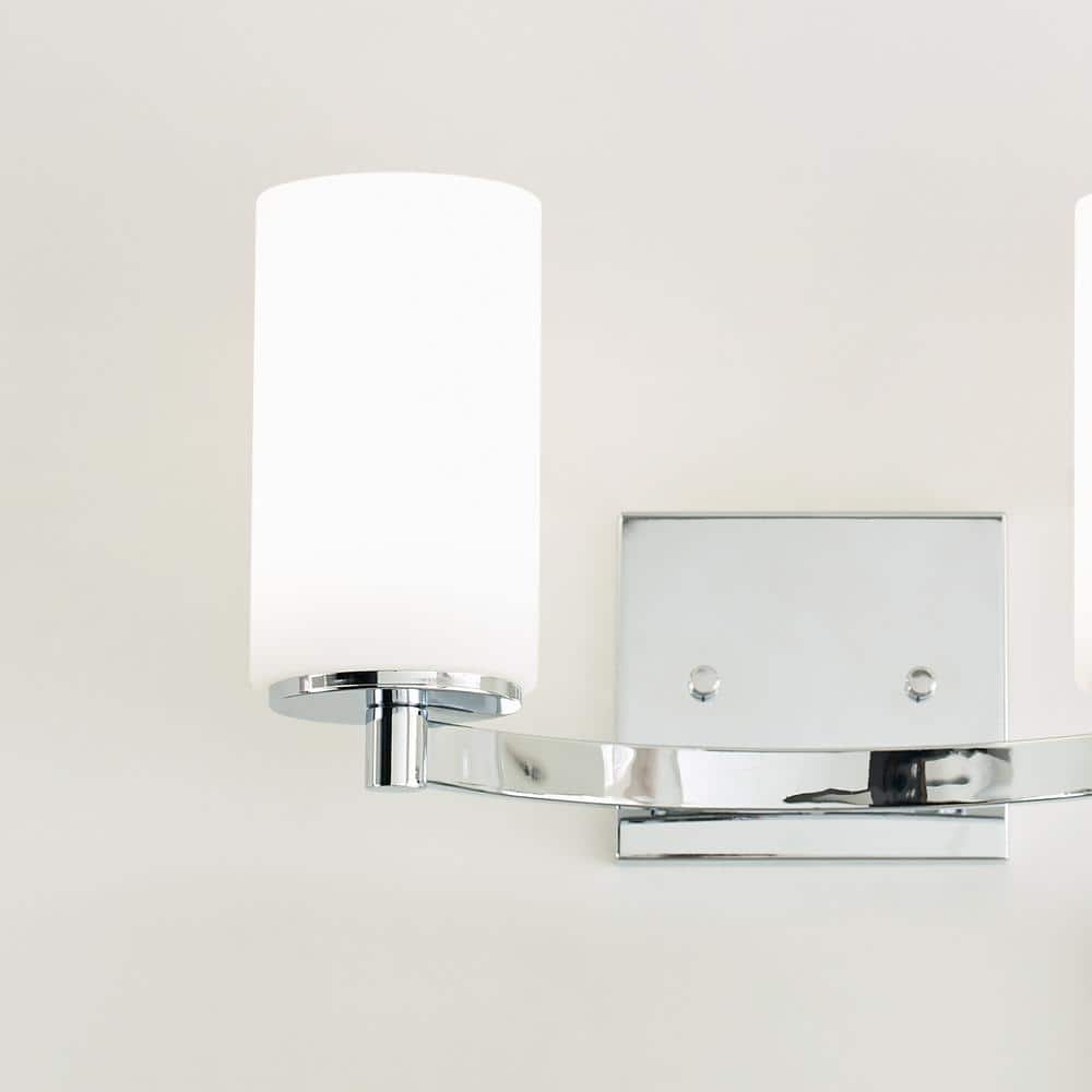 Hettinger Chrome 2-Light Vanity with Etched Glass Shades