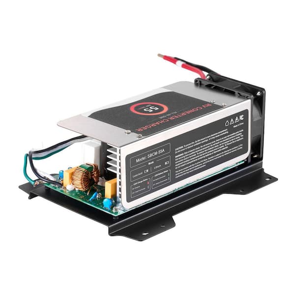 9.3 x 7.4 x 3.5 in. Black RV Power Converter, 125 Amp, 110V AC to 12V DC RV Converter Battery Charger