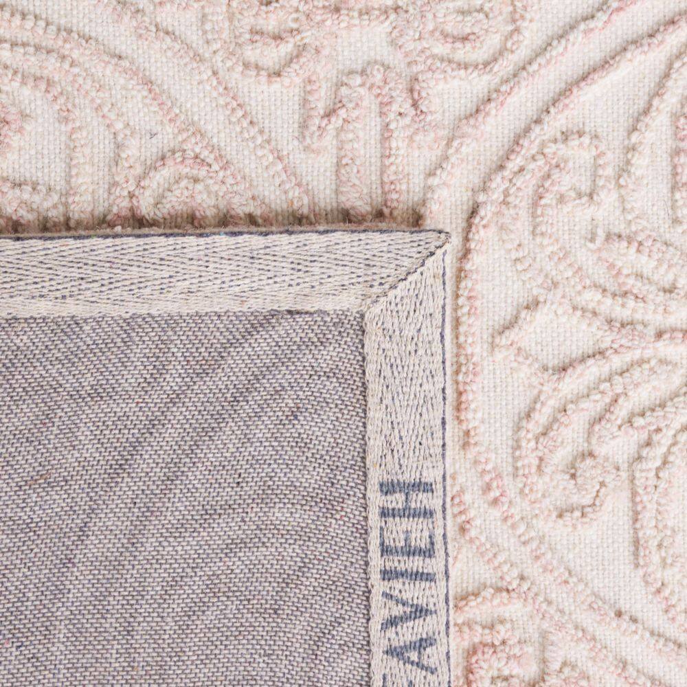 Ivory and Pink Hand Tufted Wool 6' x 9' Area Rug