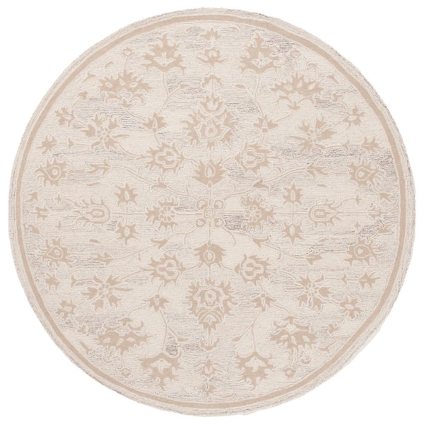 Ebony 6 ft. x 6 ft. Round Ivory/Beige Mediterranean Coastal Area Rug