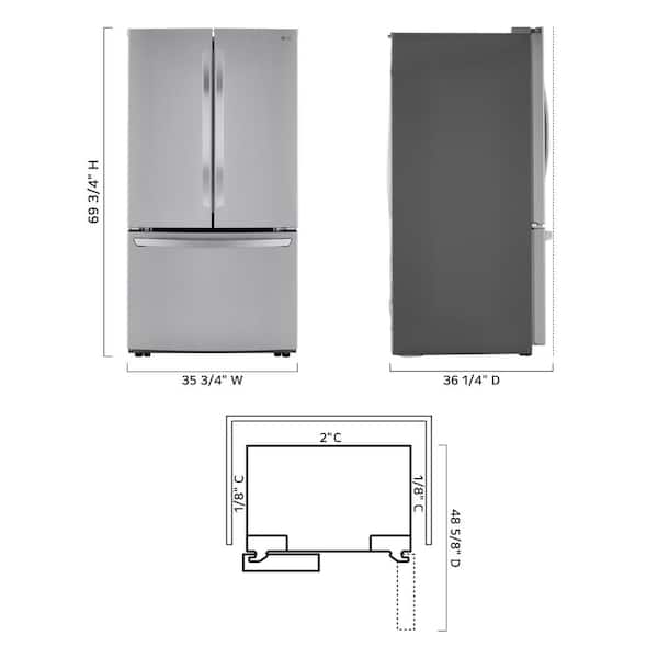 LG 29 cu. ft. 3-Door French Door Refrigerator in Stainless Steel