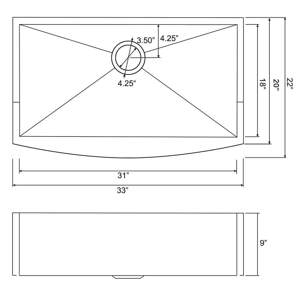 33-Inch Brushed Stainless Steel Farmhouse Kitchen Sink with Pull Down Faucet