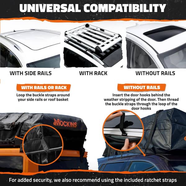 25 cu. ft. Waterproof Rooftop Carrier Bag Capacity Storage Roof Bag Use With Or Without Racks/Bars Accessories Included