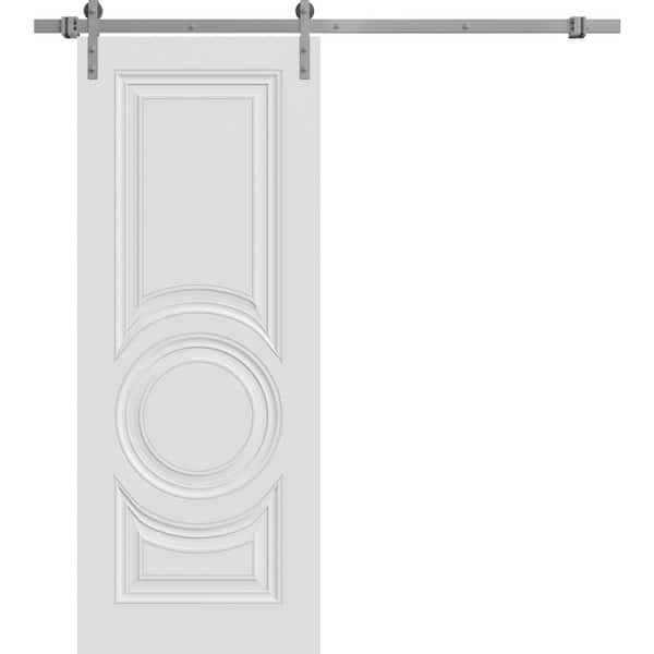 7801 18 in. x 84 in. Sold Core White Color Wood Sliding Barn Door with Hardware Kit