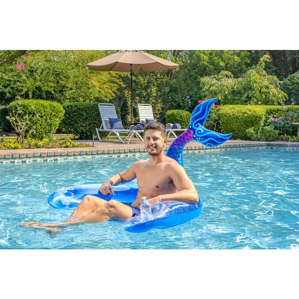 Poolmaster Blue Mermaid Tail Sling Chair Swimming Pool Float 85591