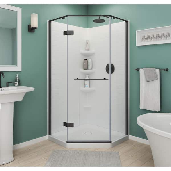 Dcolora 36'' W 72'' H Semi-Frameless Round Right Shower Enclosure