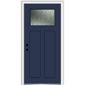 32 in. x 80 in. Right-Hand/Inswing Rain Glass Naval Fiberglass Prehung Front Door on 4-9/16 in. Frame