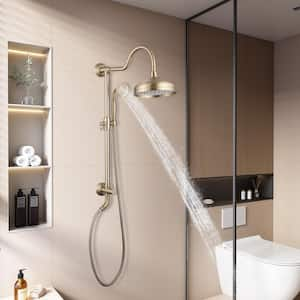 Single Handle 2-Spray Shower Faucet 1.8 GPM with Adjustable Heads and 8.2 in. Rotating Shower Head in Brushed Gold