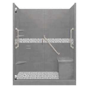Del Mar Freedom Grand Hinged 36 in. x 60 in. x 80 in. Left Drain Alcove Shower Kit in Wet Cement and Chrome Hardware