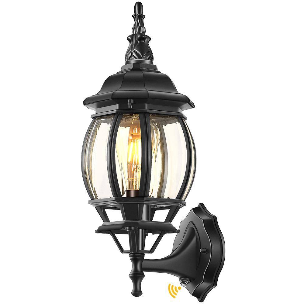 1-Light Black Dusk to Dawn LED Outdoor Wall Lantern with Clear Tempered Glass price history on PriceWatchPro