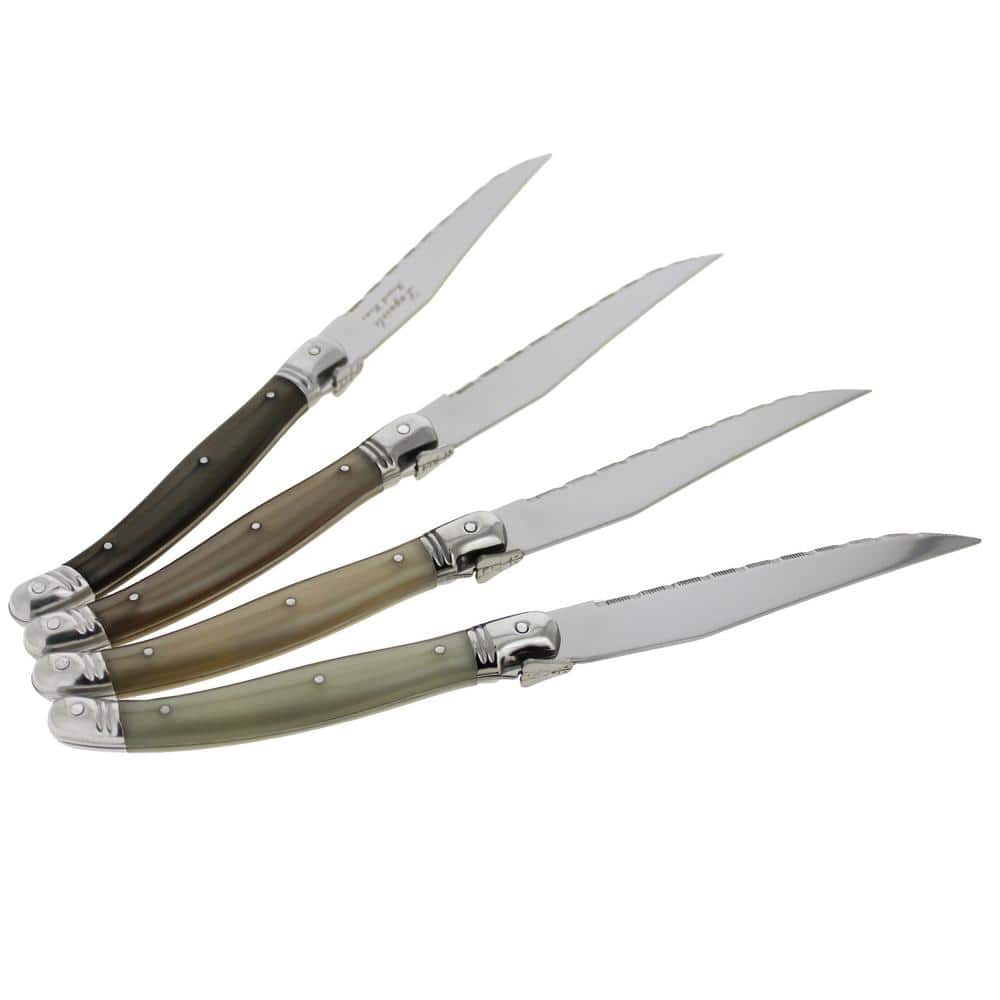French Home Set of 8 Laguiole Steak Knives, Rainbow Colors