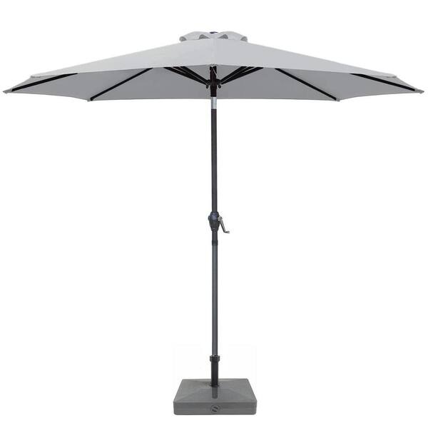 Unbranded 7.5 ft. Aluminium Market Patio Umbrella with Push Button Tilt and Crank, with 8 Sturdy Ribs, in Gray for Garden