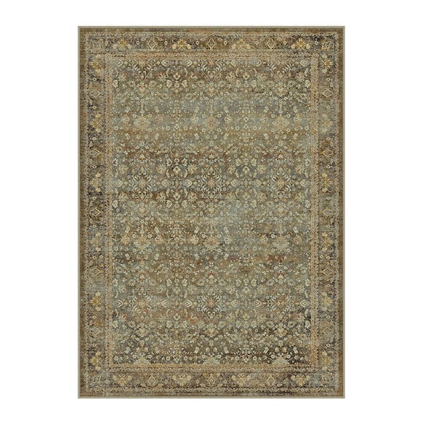 HaiiMeid Brighton Brown 8 ft. x 10 ft. Vintage Distressed Washable Area Rug