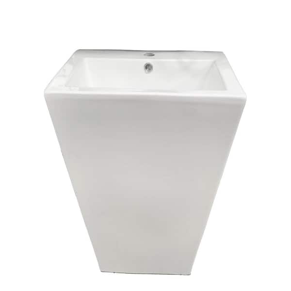 Mediterraneo Acadia 18.3 in. W 20.9 in. D Rectangle Pedestal Sink 34.1 in. H in White