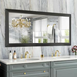 60 in. W x 28 in. H Rectangular Aluminum Alloy Framed and Tempered Glass Wall Bathroom Vanity Mirror in Matte Black