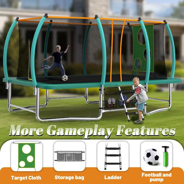 Sudzendf 8 x 14 ft. Green Outdoor Trampolines for Kids Adults Long