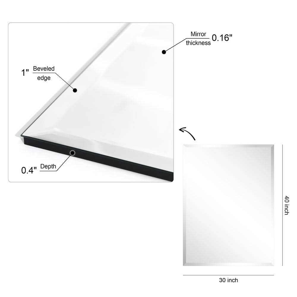Elegant 30" x 40" Frameless Beveled Prism Rectangular Wall Mirror