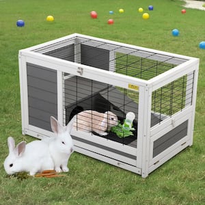 Wooden Rabbit Hutch Small Animals Cage with 2.8 oz. Water Bottle