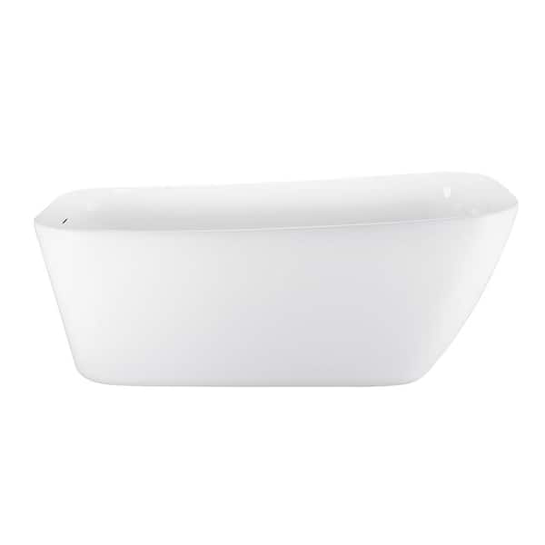 63 in. x 28 in Freestanding Soaking Bathtub Stand Alone Flatbottom Acrylic SPA Tub with Reversible Drain in White