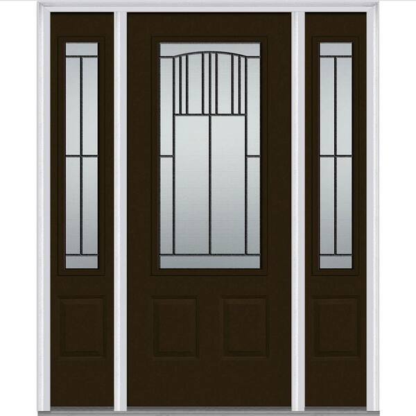 MMI Door 64 in. x 80 in. Madison Right-Hand 3/4 Lite 2-Panel Classic Primed Fiberglass Smooth Prehung Front Door with Sidelites