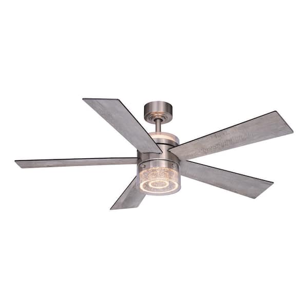VAXCEL Ashford 52 in. LED Indoor Brushed Nickel Ceiling Fan with Dual Light Kits and Remote