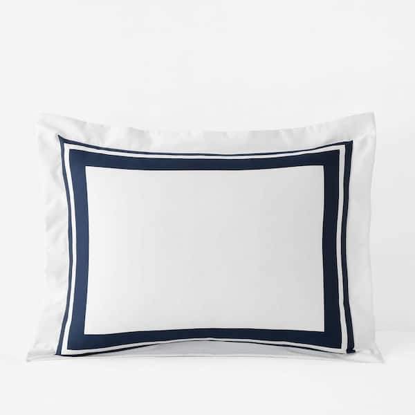 The Company Store Legends Hotel Double Border Navy Wrinkle-Free Supima Cotton King Sham