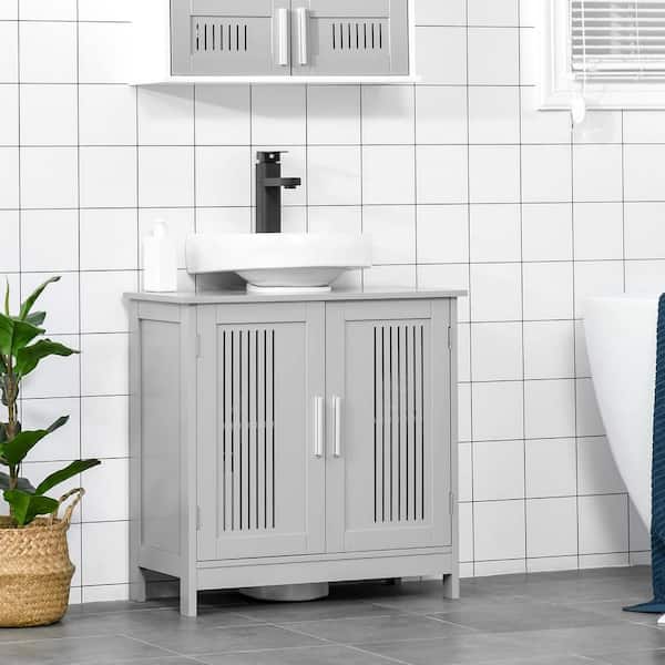 Adrinfly 6.5 in. Modern Under Sink Cabinet with 2 Doors and Adjustable Shelves in Gray