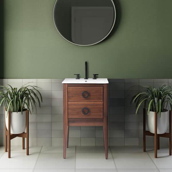 Corbin 19.88 in. Modern Classic 1-Drawer Bath Vanity Cabinet without Top in Walnut