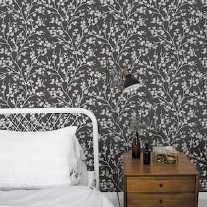 Secret Garden Black and Greige Calming Branches Non-Woven Paper Non-Pasted Wallpaper Roll (Covers 57.75 sq.ft.)