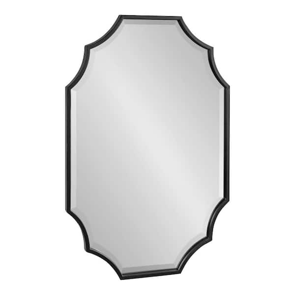 Kate and Laurel Deavere 22.37 in. W x 31.75 in. H Scalloped Metal Black Framed Traditional Wall Mirror