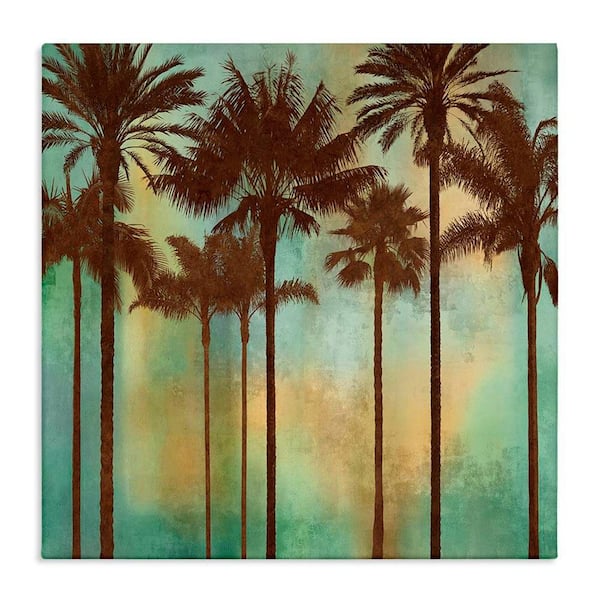 Palm Trees over Gradient by John Seba Unframed Nature Graphic Art Print 36 in. x 7 in.