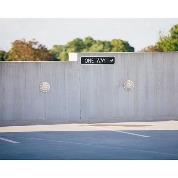 Nautical Round White Outdoor Hardwired Bulkhead Sconce with 3000K LED Bulb and Horizontal Diffuser Cage