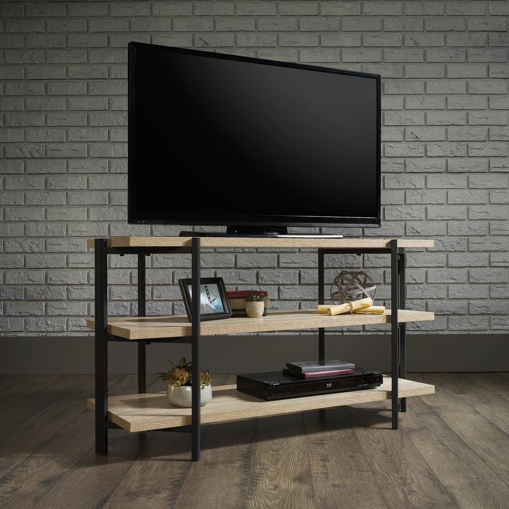 Charter Oak Powder-Coated Metal TV Stand with Shelves