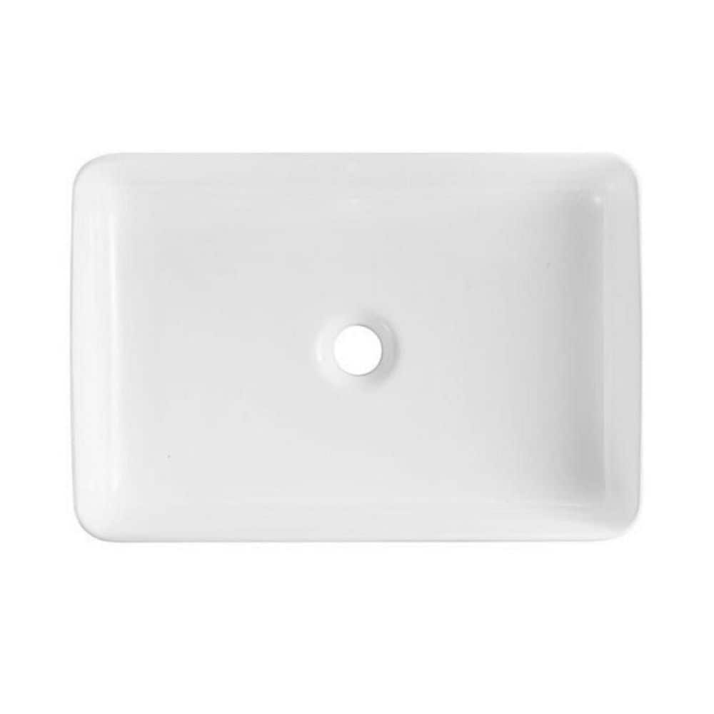 Dracelo White Ceramic Rectangular Vessel Sink Above Counter Bathroom ...