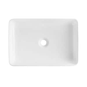 White Ceramic Rectangular Vessel Sink Above Counter Bathroom Vanity Sink