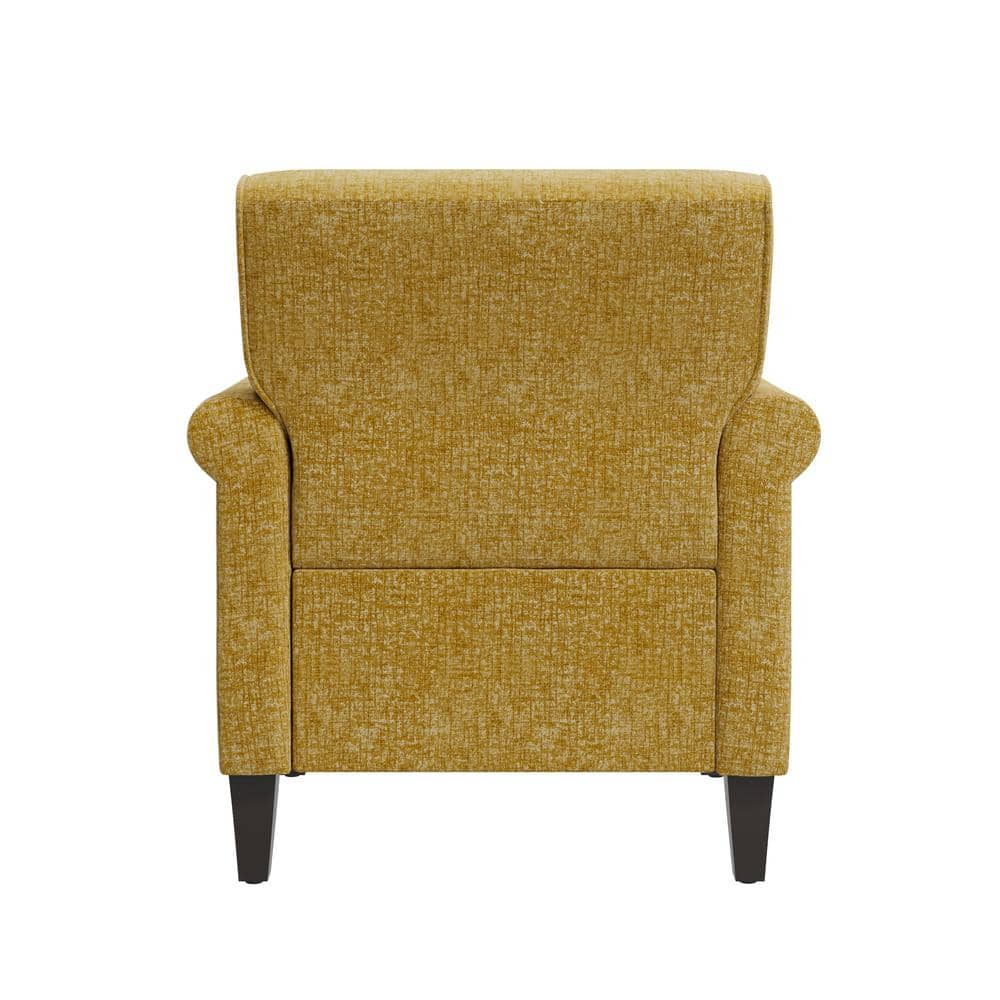 Gold Chenille Barrel Accent Chair with Wood Legs