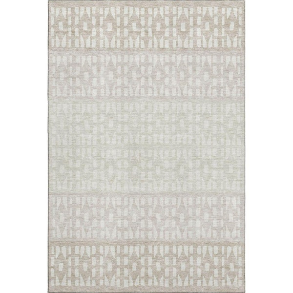 Mayfield Premium Machine Washable Abstract AMF964 Ivory 2 ft. 6 in. x 3 ft. 10 in. Area Rug