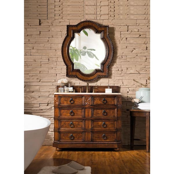 James Martin Vanities Regent 41 In W Single Bath Vanity In English Burl With Marble Vanity Top In Galala Beige With White Basin 2 V41 Enb Gb The Home Depot
