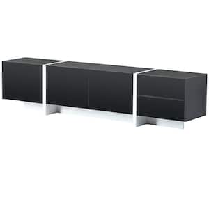 74.8 in. Black High Gloss UV Surface TV Stand Fits TVs up to 80 in. with Cabinets and 2-Drawers