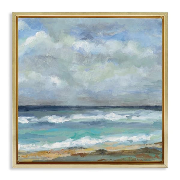 Stupell Industries Summer Seashore Waves by Silvia Vassileva Gold Floater Frame Coastal Graphic Art Print 18 in. x 18 in.