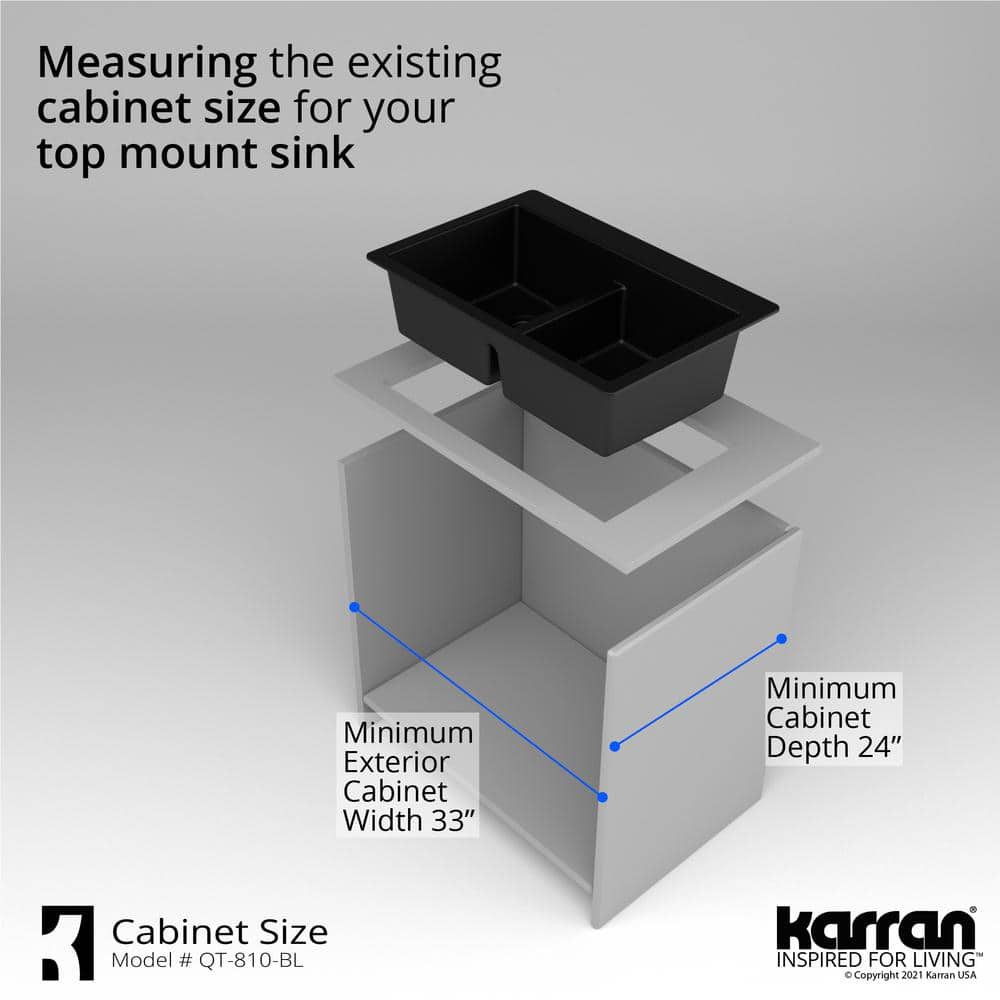 Black Quartz Double Bowl Top Mount Kitchen Sink