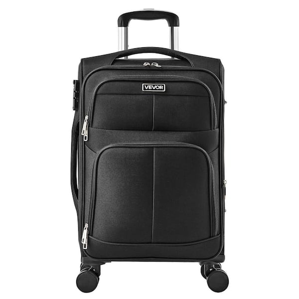 23.23 In.H Black Softside Expandable Luggage with Spinner Wheels Softside Carry on Luggage Lightweight Checked Suitcase