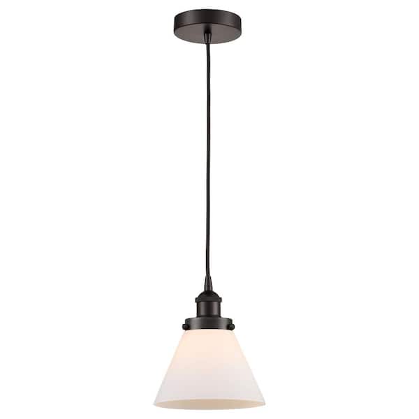 Cone 60-Watt 1-Light Oil Rubbed Bronze Standard Mini Pendant Light with Painted Glass Shade, No Bulbs Included