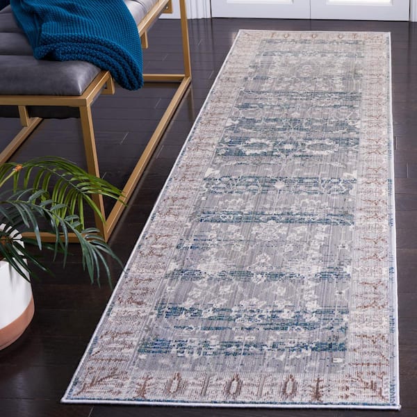 Valencia Gray/Green 2 ft. x 12 ft. Border Runner Rug