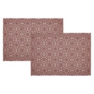 Custom House 19 in. W x 13 in. L Burgundy Cotton Blend Primitive Placemat (Set of 2)
