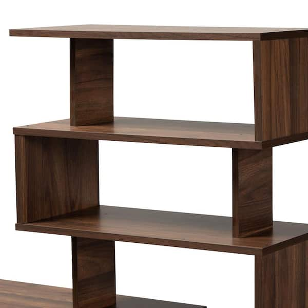 Baxton Studio Foster 63 in. Walnut Brown Computer Desk 182 11694