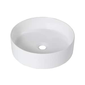 15.7 in. White Ceramic Round Vessel Bathroom Sink