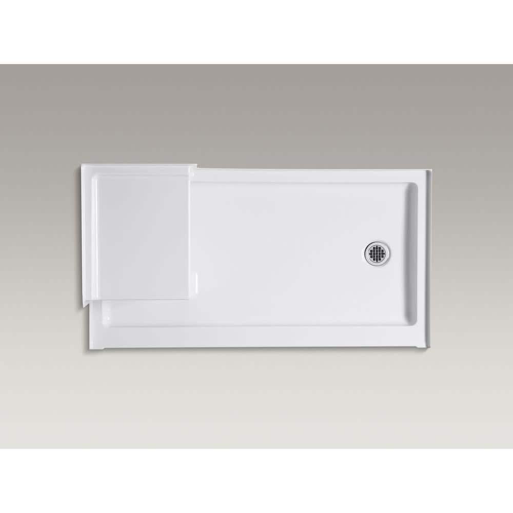 Tresham 60" White Acrylic Shower Base with Seat
