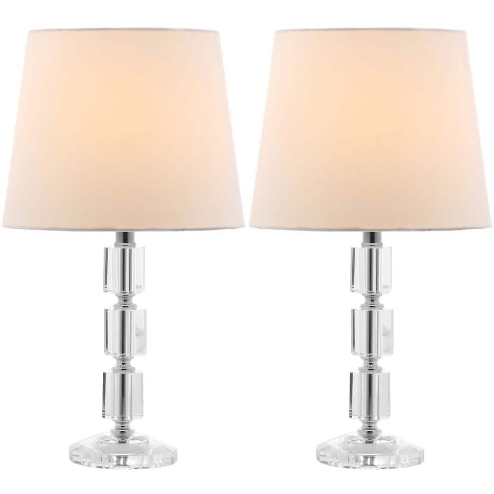 Erin Crystal Cube Table Lamp Set - Clear & Off-White