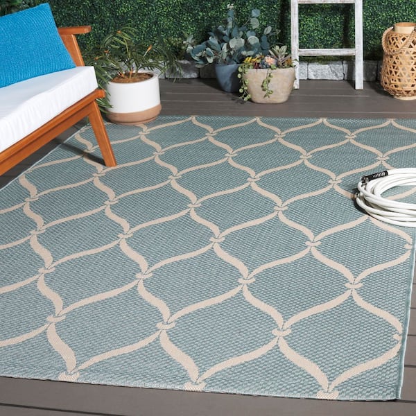 Courtyard 4 ft. x 6 ft. Spa/Beige Trellis Indoor/Outdoor Area Rug